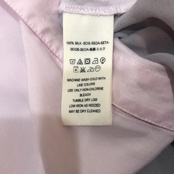 Free People Top Size Small Colorblock Gray Pastel Pink Silk Blouse - Picture 7 of 12